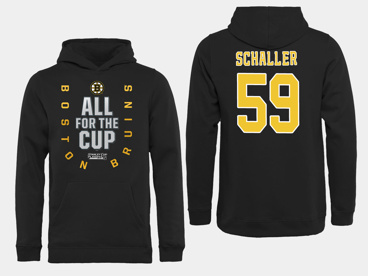 NHL Men Boston Bruins #59 Schaller Black All for the Cup Hoodie->customized nhl jersey->Custom Jersey